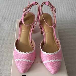 LC Lauren Conrad Pink & White Rick Rack Heels NWT Size 6